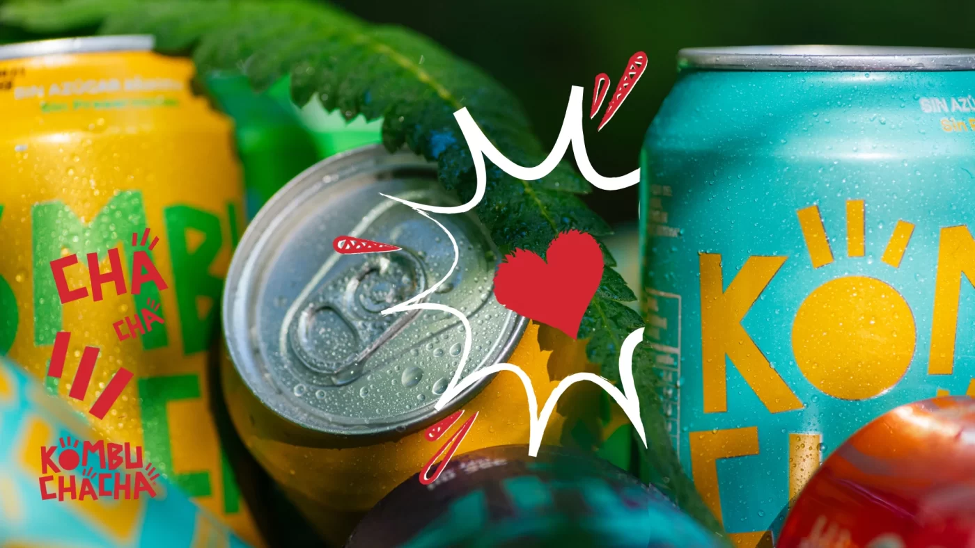 Latas de te kombucha de kombuchacha