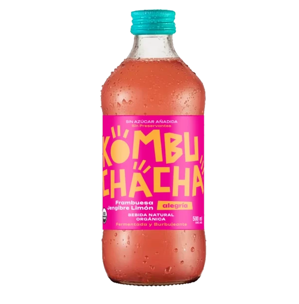 Botella de kombucha Frambuesa Jengibre Limón