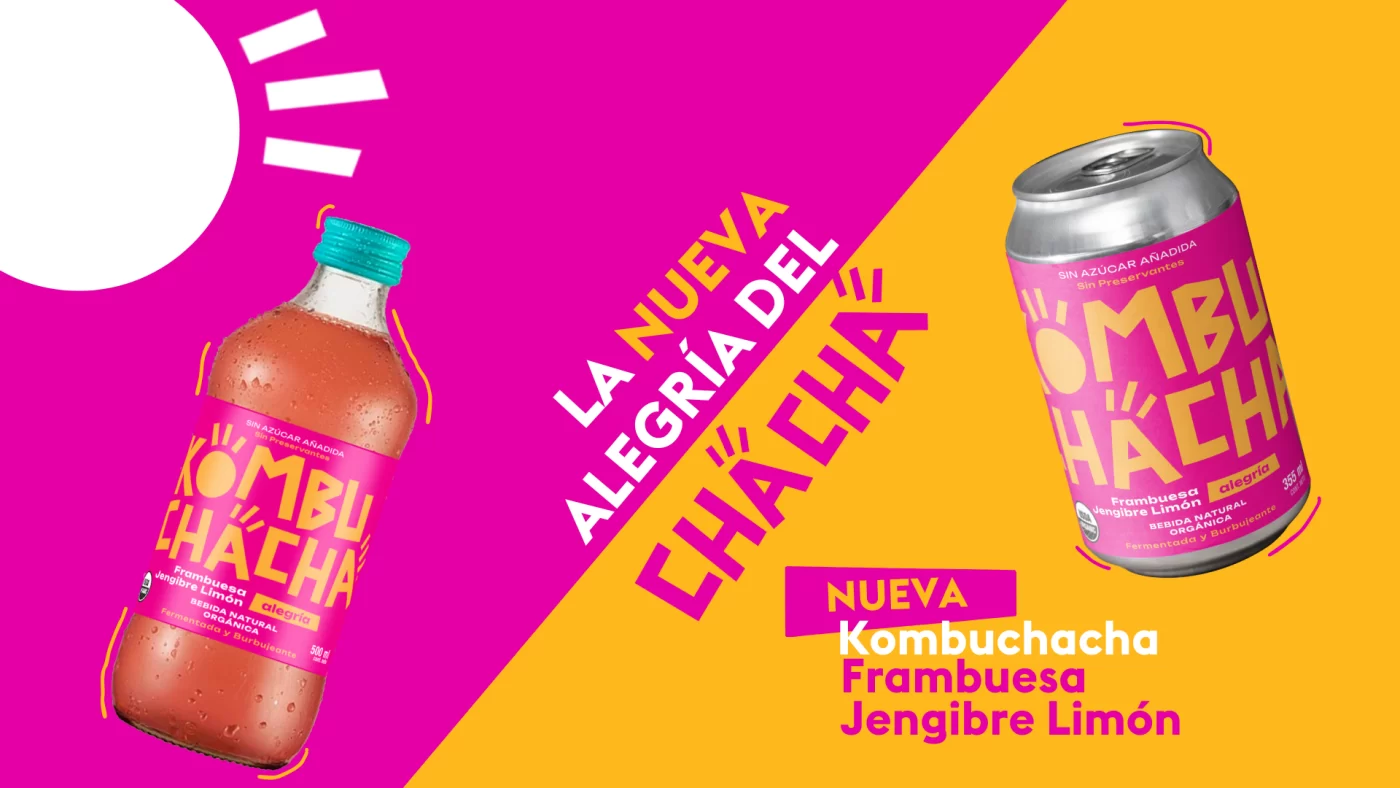 Kombucha Frambuesa Jengibre Limón el sabor de la alegria